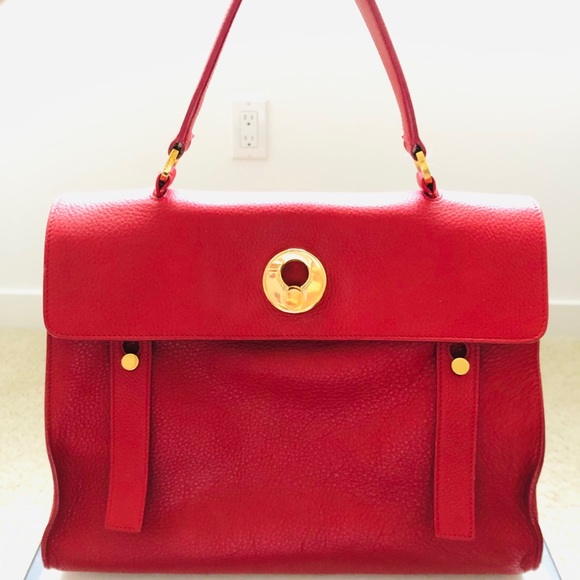YSL Vintage Red Leather Handbag - Picture 1 of 13